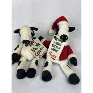 Chick-Fil-A Santa 2 Cow Plush We Wish U Wood Eat Mor Chikin Christmas Plush